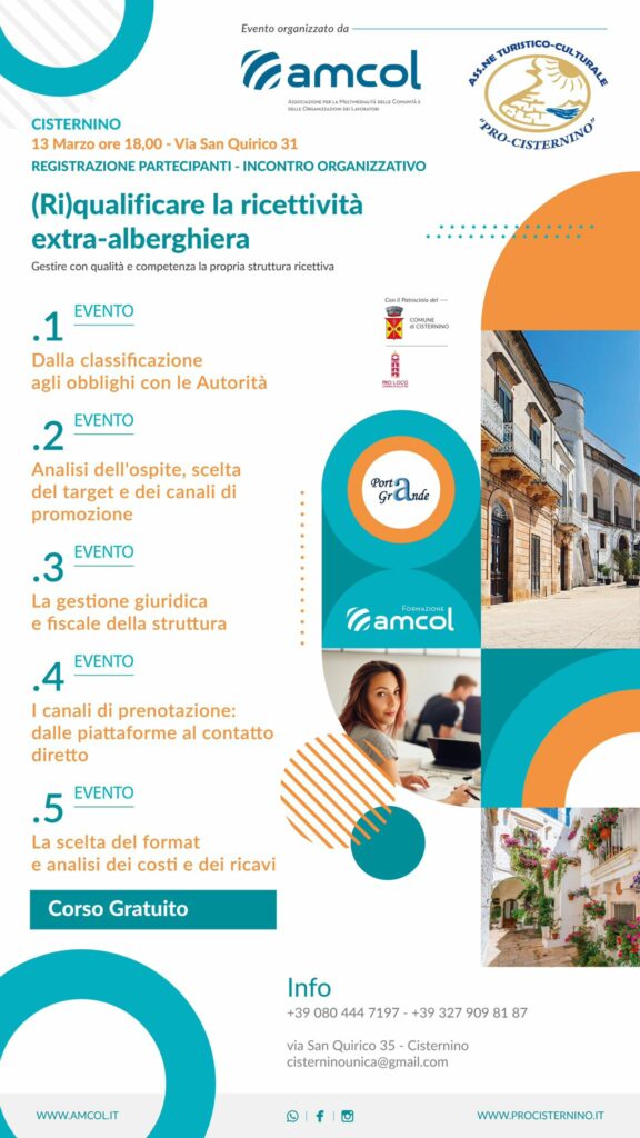 Cisternino: corso gratuito per la ricettività